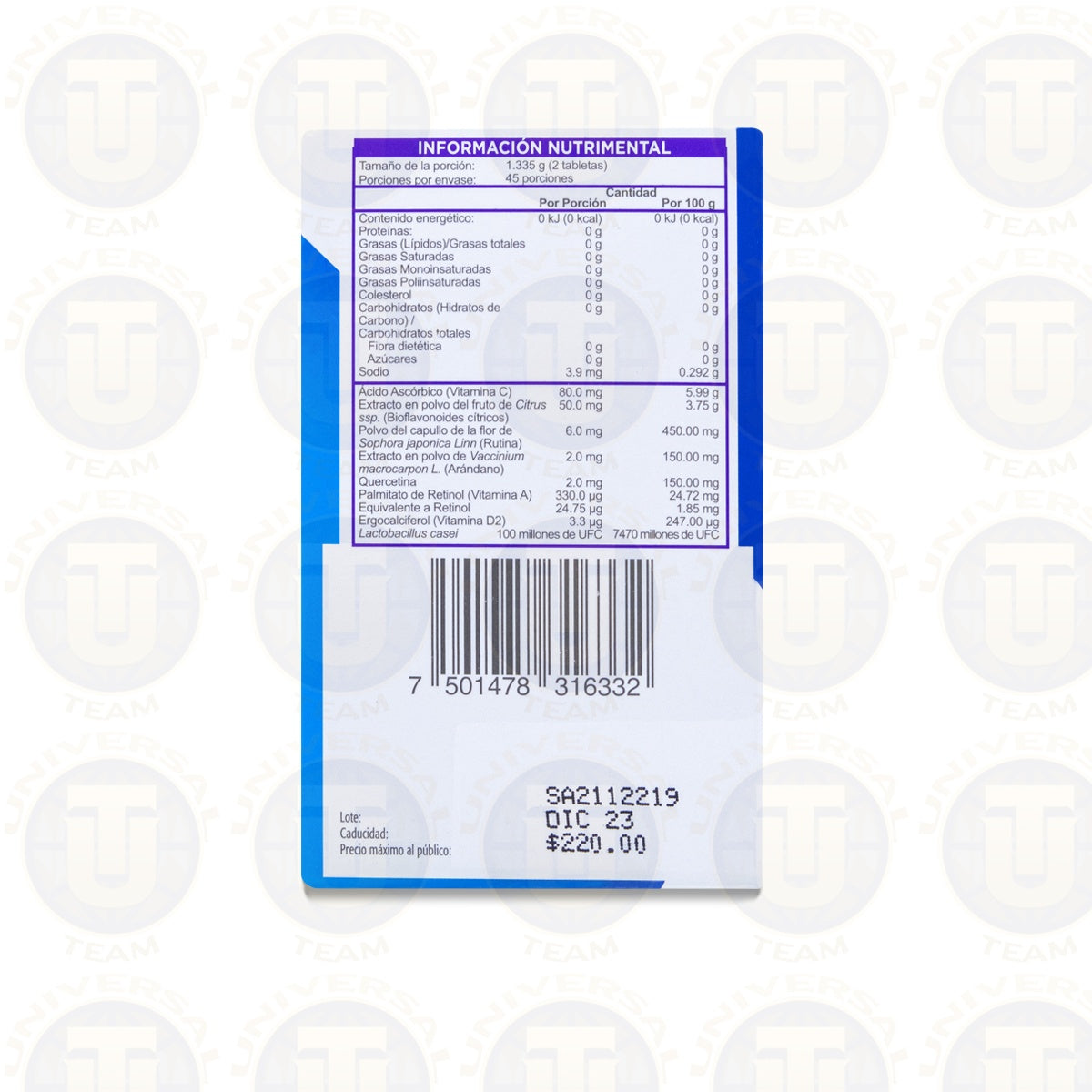 BIOFLAVONOIDES / LACTOBACILOS / VITAMINA C FRASCO CON 90 TABS MASTICAB