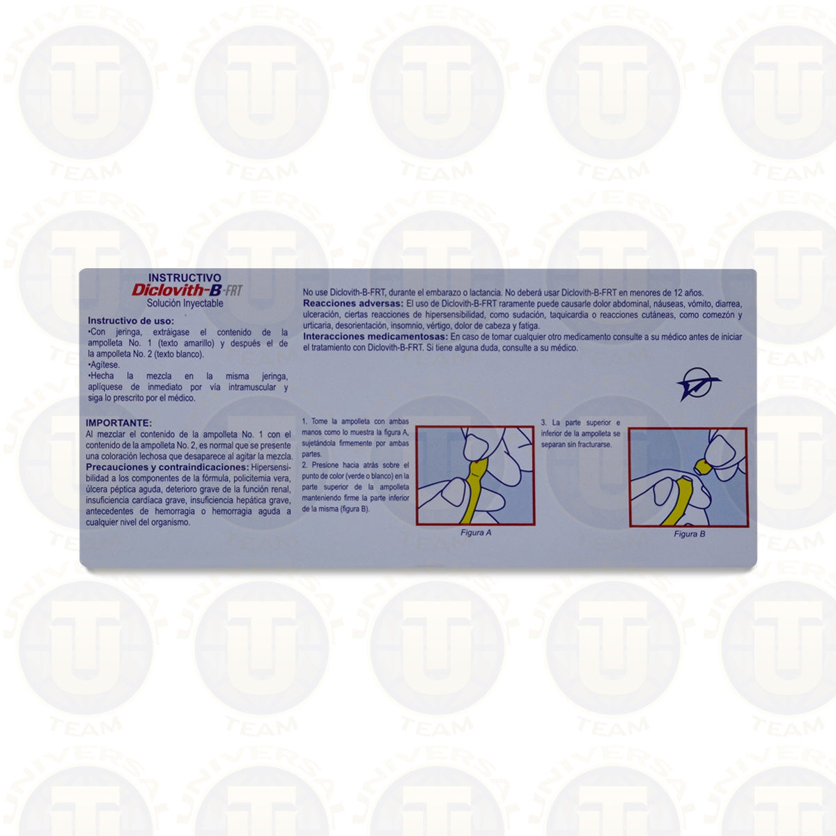 DICLOVITH-B, CAJA CON 3 AMPOLLETAS No.1 Y 3 AMPOLLETAS No.2 Y 3 JERINGAS ESTERILES DESECHABLES, SONS