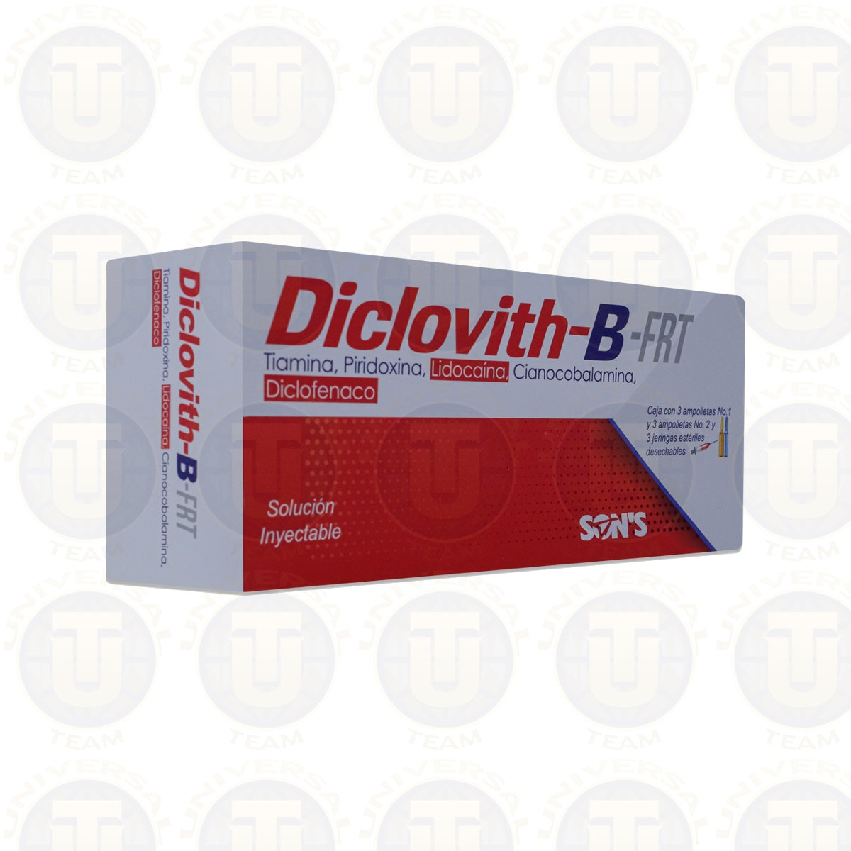 DICLOVITH-B, CAJA CON 3 AMPOLLETAS No.1 Y 3 AMPOLLETAS No.2 Y 3 JERINGAS ESTERILES DESECHABLES, SONS