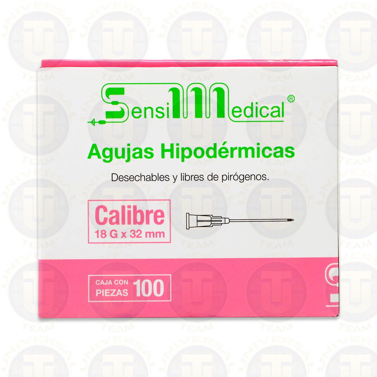 AGUJAS HIPODERMICAS DESECHABLE Y LIBRE DE PIROGENOS  CALIBRE 18G X 32 MM CONT 100 PZAS