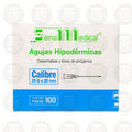 AGUJAS HIPODERMICAS  DESECHABLE  Y LIBRE DE PIROGENOS  CALIBRE 23G X 25 MM CONT 100 PZAS