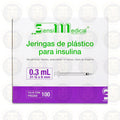 JERINGA DE PLASTICO PARA INSULINA 0.3ML 31G X 6 MM CONT 100 PZAS