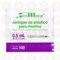JERINGA DE PLASTICO PARA INSULINA 0.5ML 31G X 6 MM CONT 100 PZAS