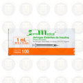 JERINGA DE PLASTICO PARA INSULINA HIPODERMICA, DESECHABLE , NO TOXICA Y LIBRE DE PIROGENOS  1ML 30G X 13 MM CONT 100 PZAS