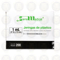 JERINGA DE PLASTICO  HIPODERMICA, DESECHABLE , NO TOXICA Y LIBRE DE PIROGENOS  1ML 27G X 13 MM CONT 200 PZAS