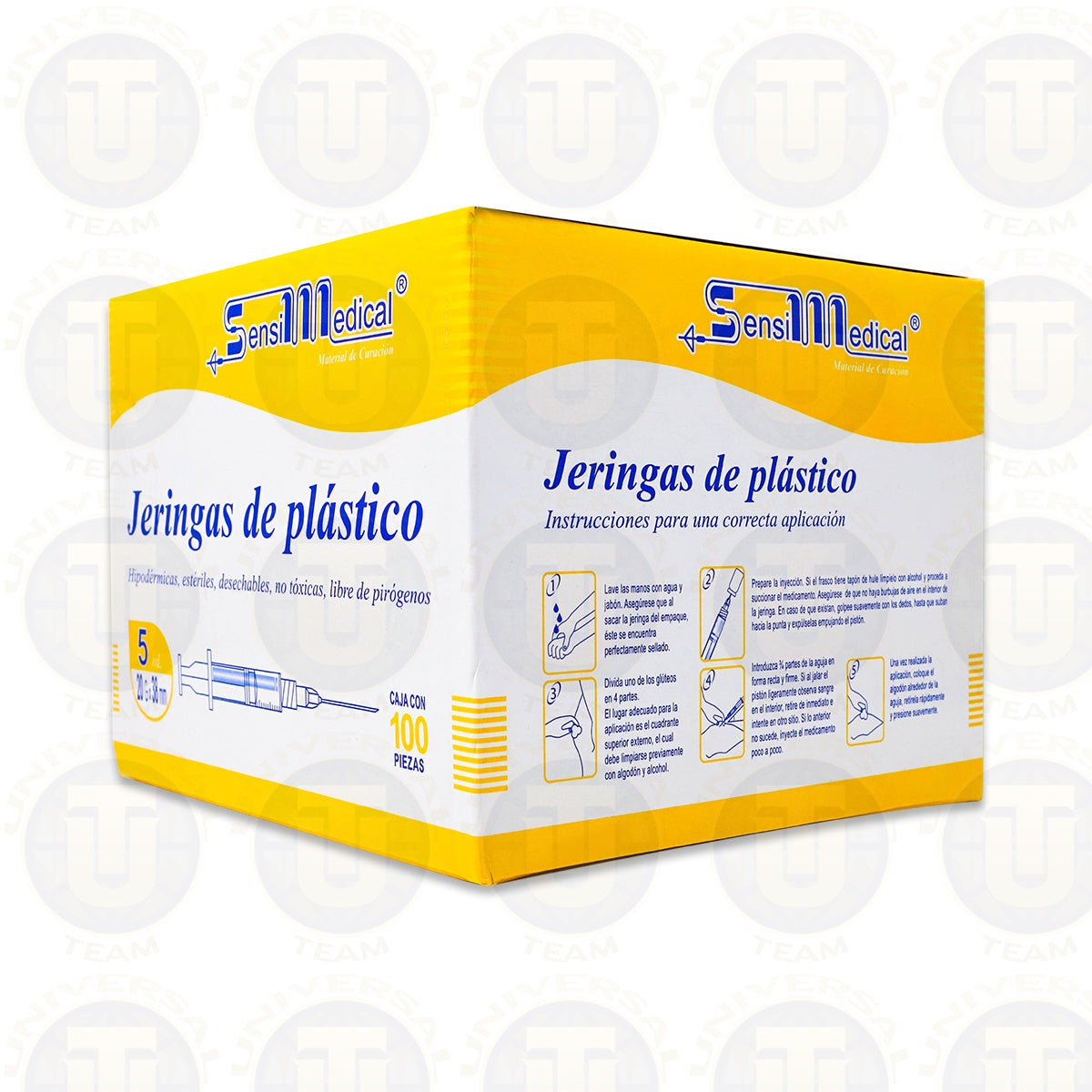 JERINGAS DE PLASTICO HIPODERMICAS, 5 ML 20 G X 38 MM, CAJA CON 100 PIEZAS, SENSILMEDICAL