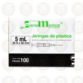 JERINGAS DE PLASTICO HIPODERMICAS, 5 ML 22 G X 32 MM, CAJA CON 100 PIEZAS, SENSILMEDICAL
