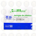JERINGAS DE PLASTICO ESTERILES, 20 ML SIN AGUJA, CAJA CON 50 PIEZAS, SENSILMEDICAL
