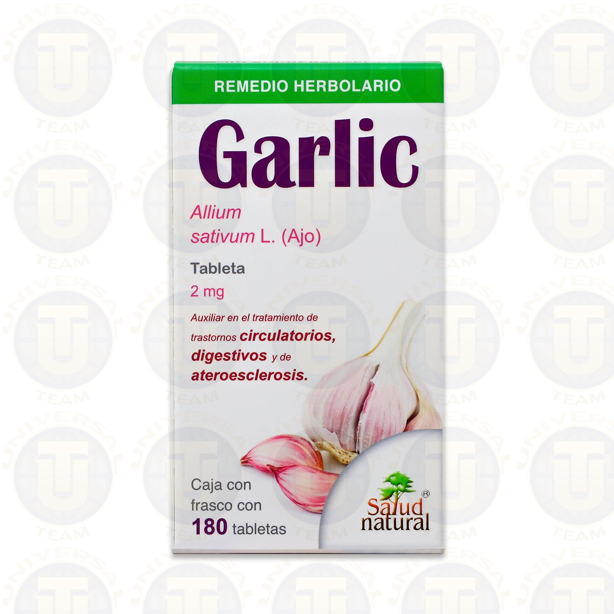 GARLIC, FRASCO CON 180 TABLETAS 2 MG, SALUD NATURAL