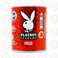 PLAYBOY TEXTURIZADO AROMA Y SABOR FRESA, LATA CON 10 CONDONES, PLAYBOY
