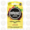 PRUDENCE, CONDONES LUBRICADOS, SABOR Y AROMA MIX, 5 CONDONES MASCULINOS DE HULE LÁTEX NATURAL
