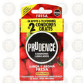 PRUDENCE, CONDONES LUBRICADOS, SABOR Y AROMA FRESA, 3 CONDONES MASCULINOS DE HULE LÁTEX NATURAL + 2 GRATIS
