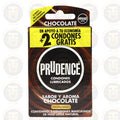 PRUDENCE, CONDONES LUBRICADOS, SABOR Y AROMA CHOCOLATE, 3 CONDONES MASCULINOS DE HULE LÁTEX NATURAL + 2 GRATIS
