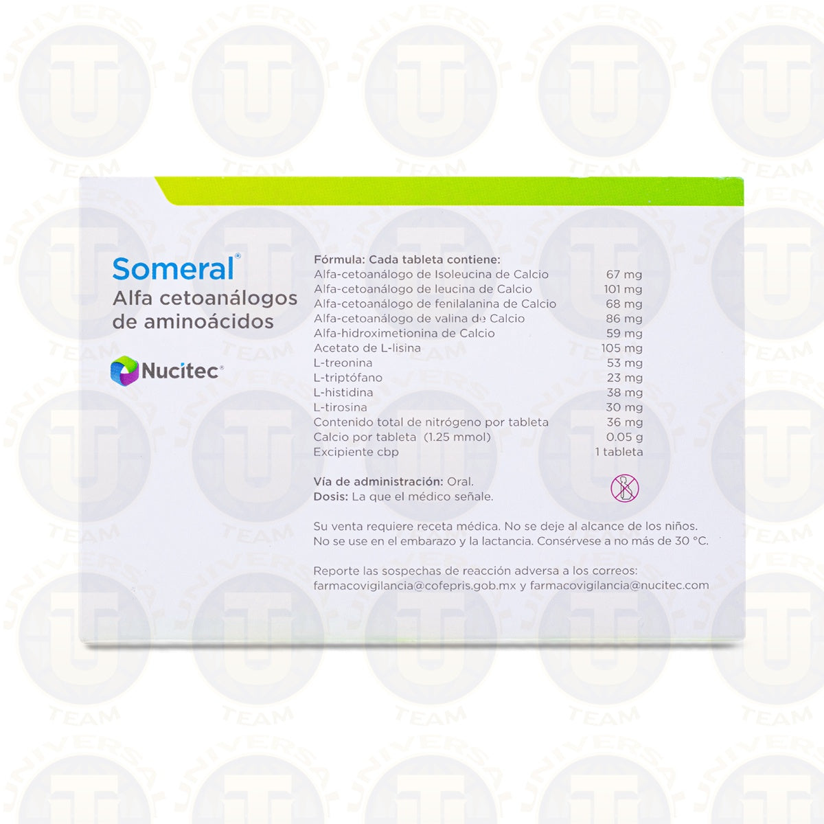 SOMERAL ALFA CETOANALOGOS DE AMINOACIDOS 100 TABLETAS NUCITEC